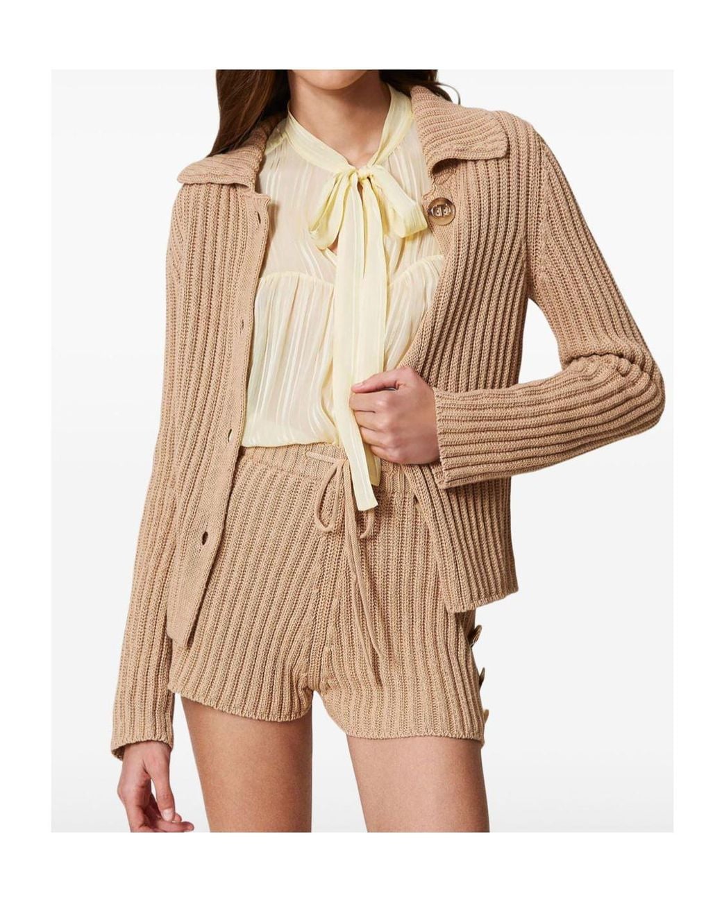 Twinset Natural Oval T Buttons Cardigan