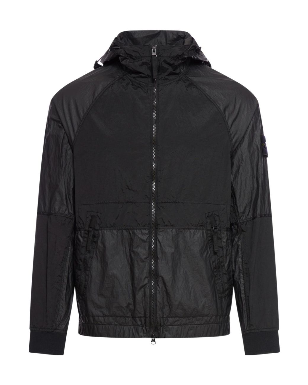Stone Island Black Zip Up Hooded Jacket for men