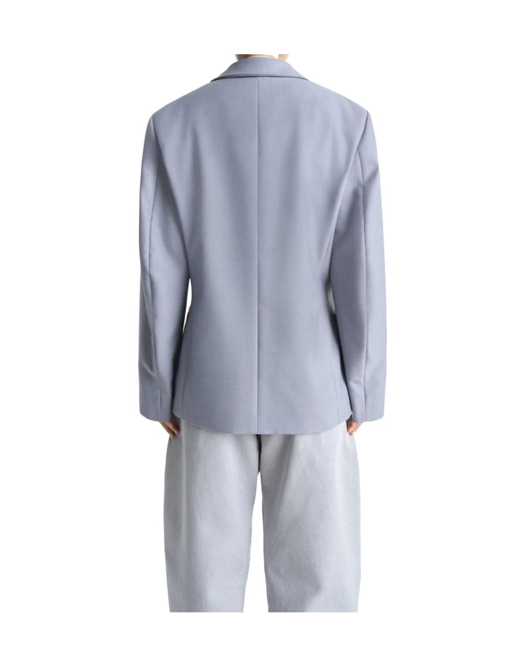 Lemaire Blue Long-Sleeved Double-Breasted Blazer