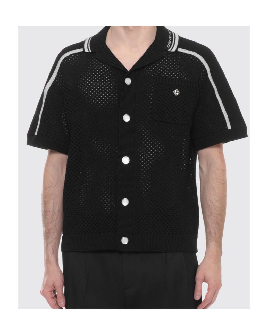 Casablanca Black Mesh Short Sleeved Shirt for men