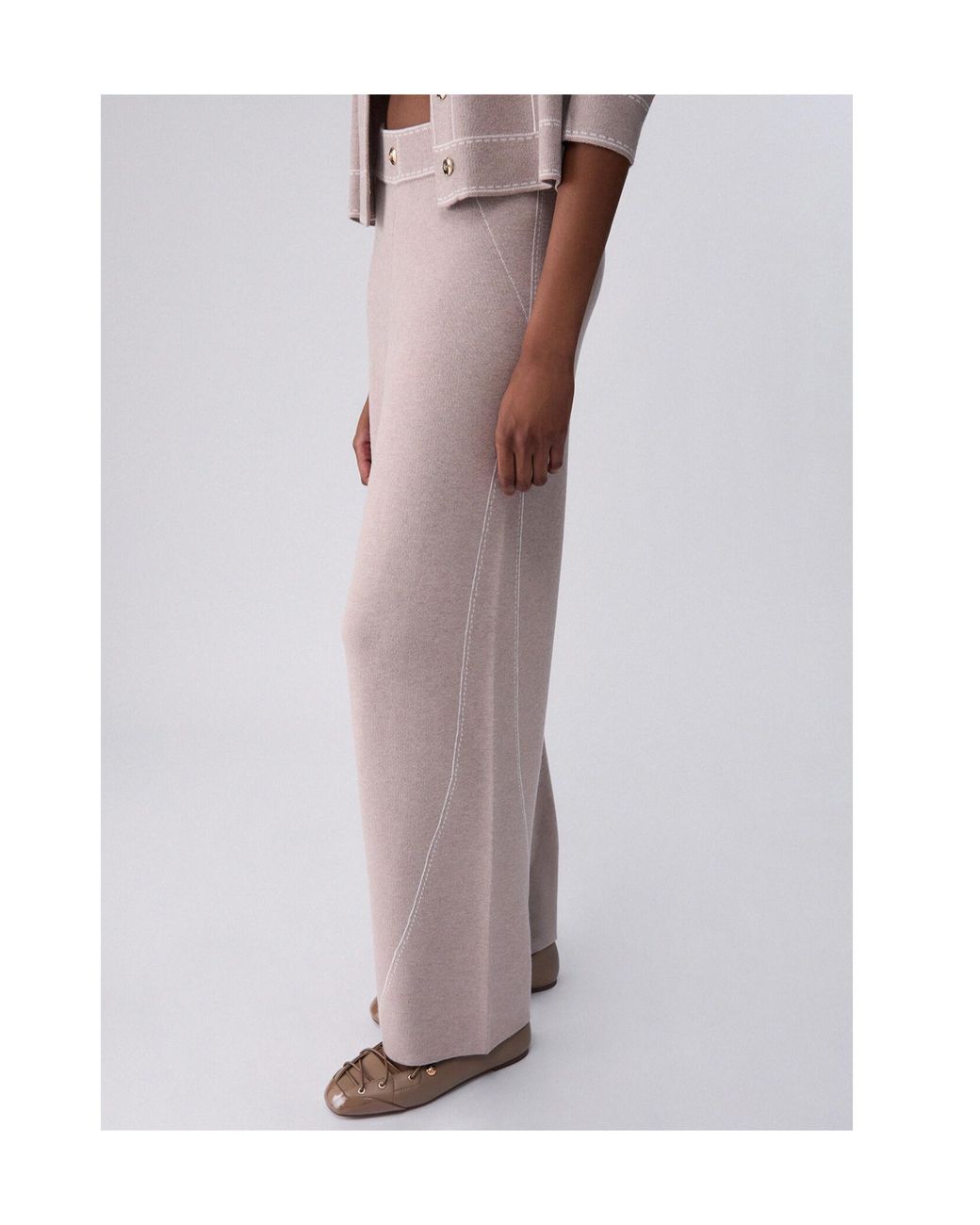 Liu Jo Gray Contrast-Stitch Casual Trousers