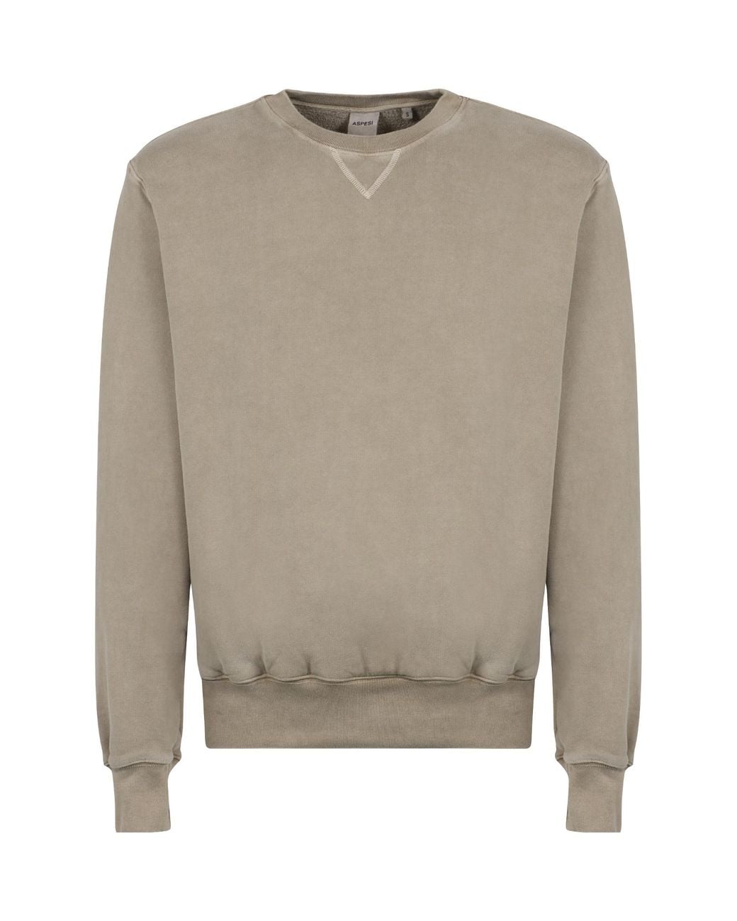 Aspesi Gray Ribbed Crewneck Sweatshirt for men