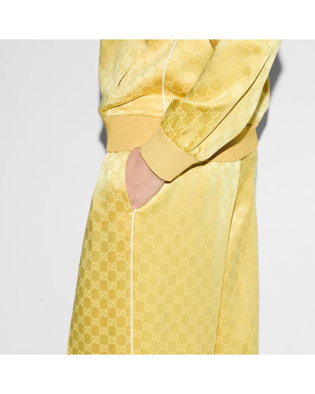 Gucci Yellow Gg Jacquard Elastic Waistband Pants
