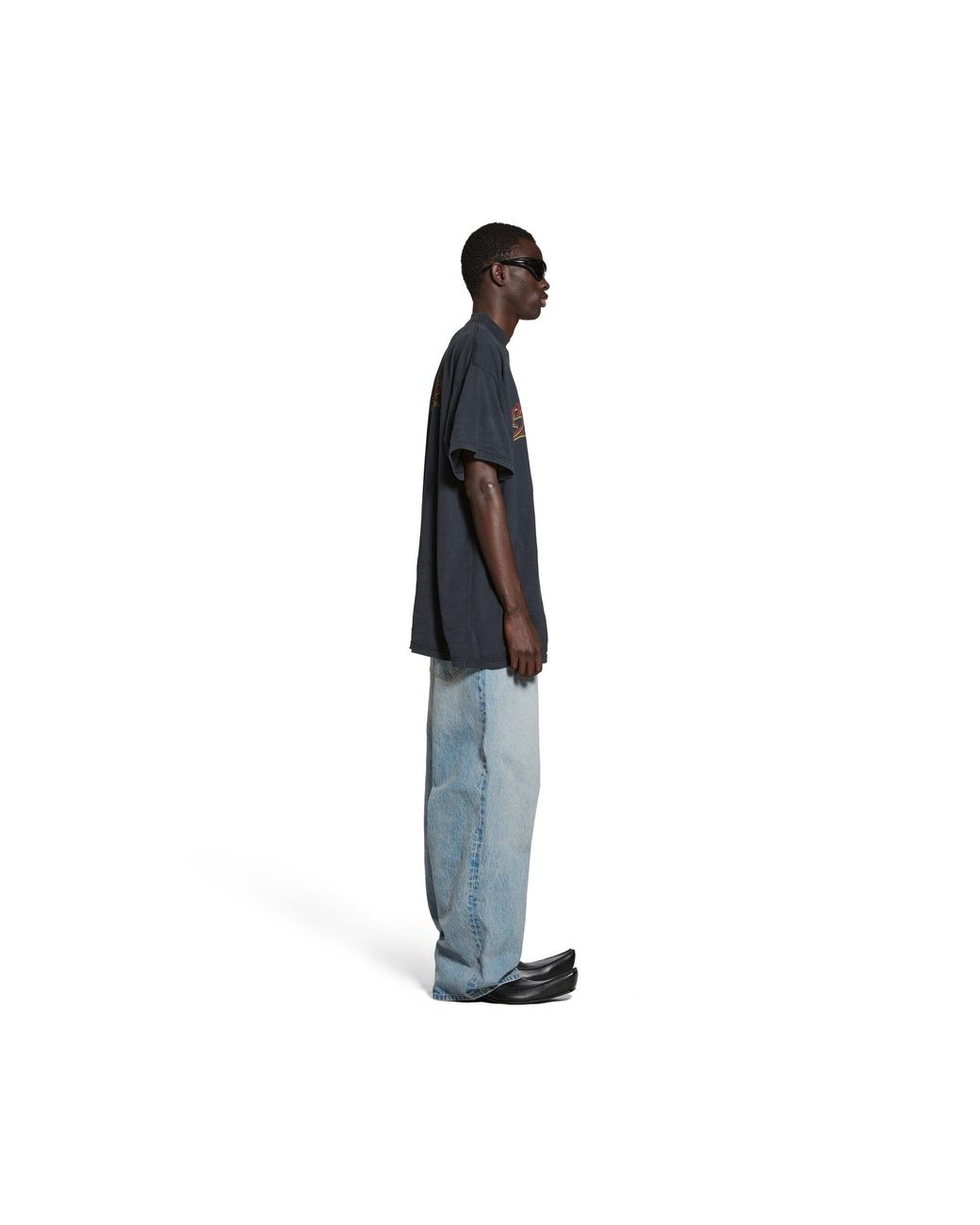 Balenciaga Blue Offshore Oversized T-Shirt for men