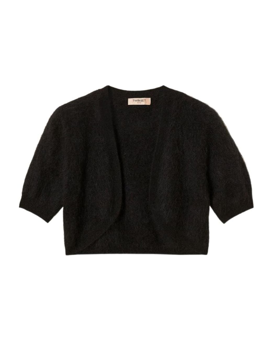 Twinset Black Cropped Open-Front Knitted Jacket