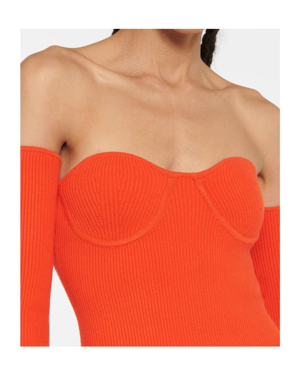 Helmut Lang Red Ribbed Knit Dress