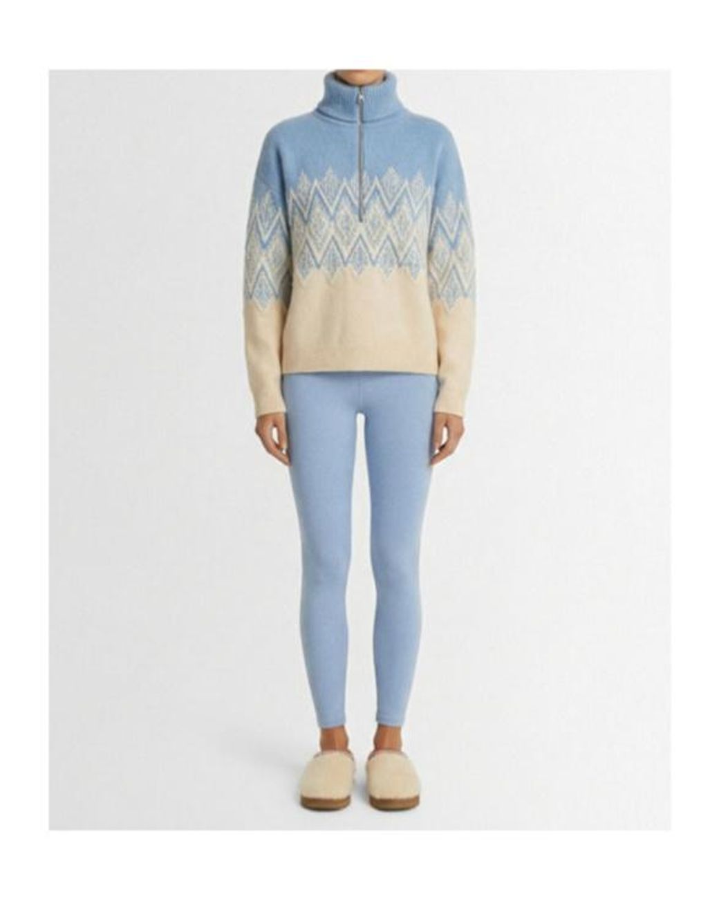 Varley Blue Hedda Fairisle Half-Zip Sweater
