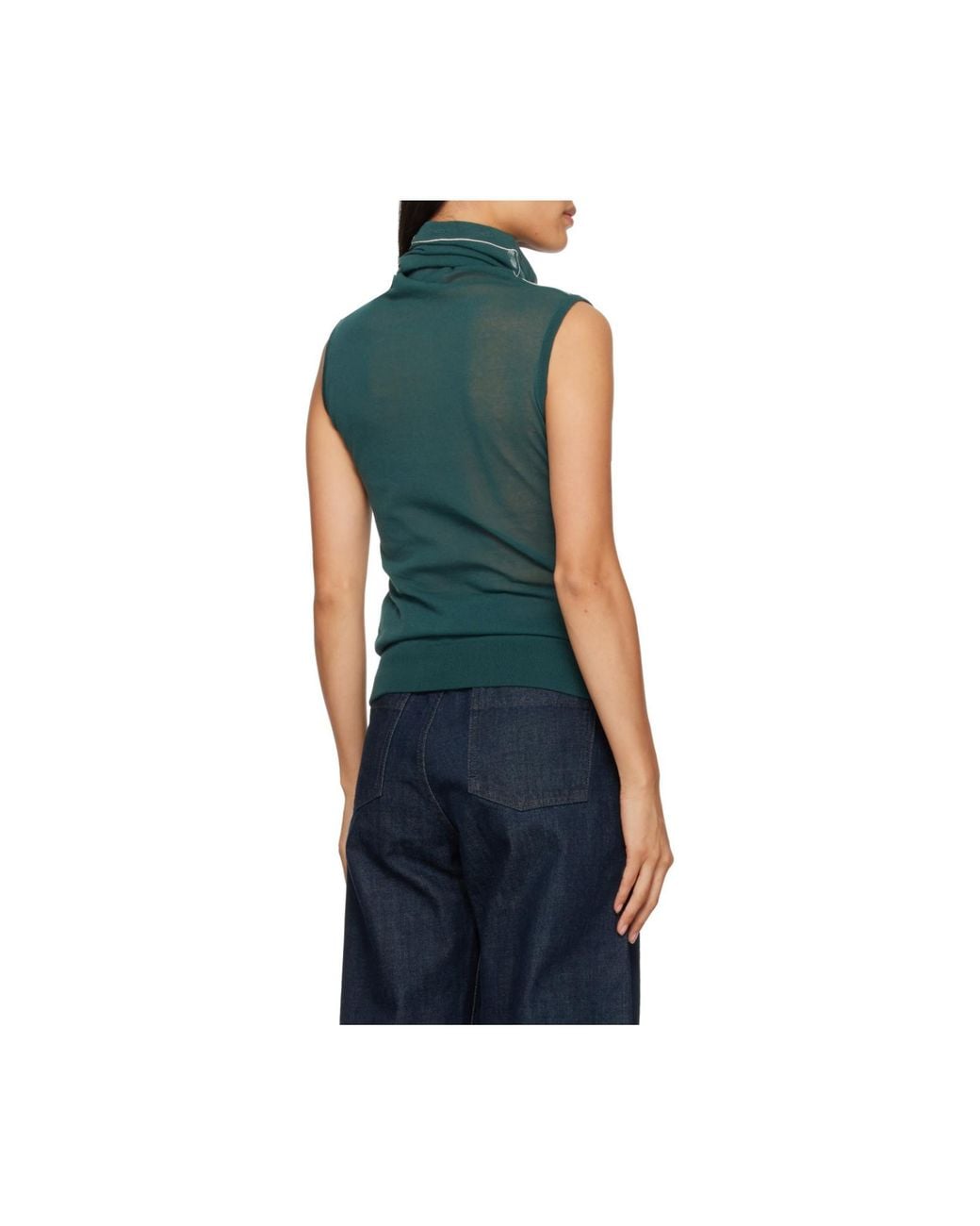 Kiko Kostadinov Green Sleeveless Turtleneck Sweater