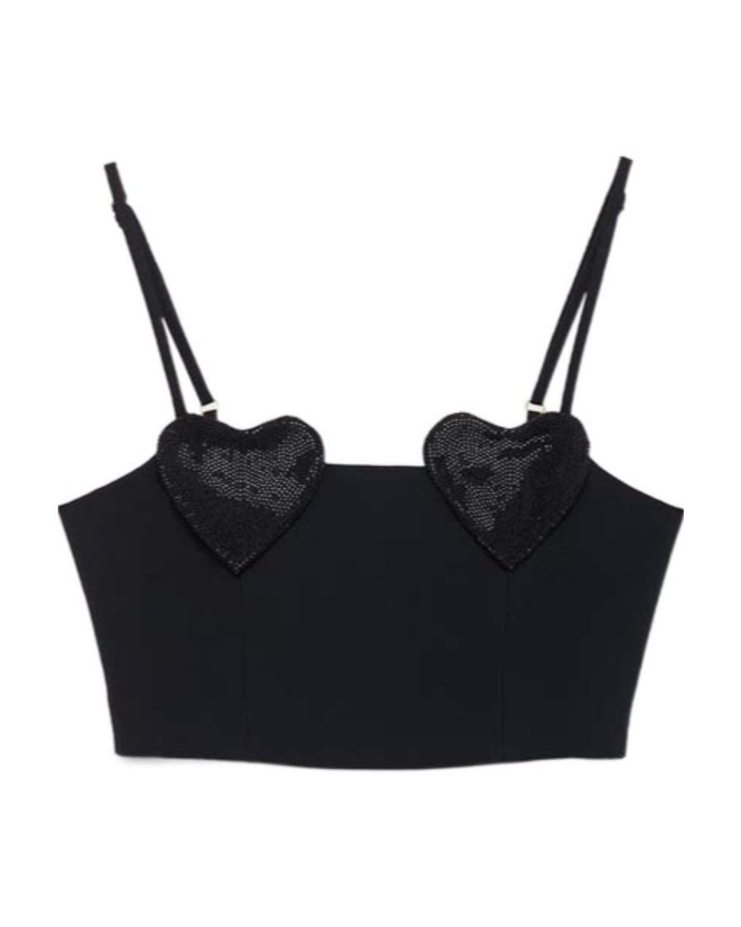 Blumarine Black Heart-Patch Crop-Top