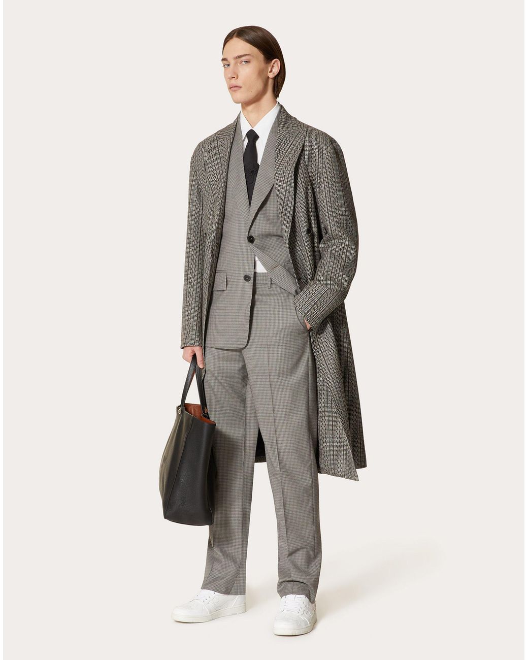 Valentino Gray Peak-Lapel Single-Breasted Blazer for men