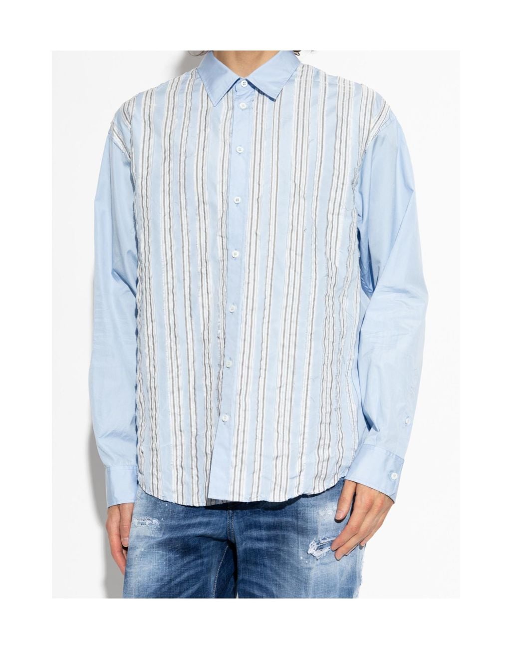 DSquared² Blue Textured Striped Shirt for men