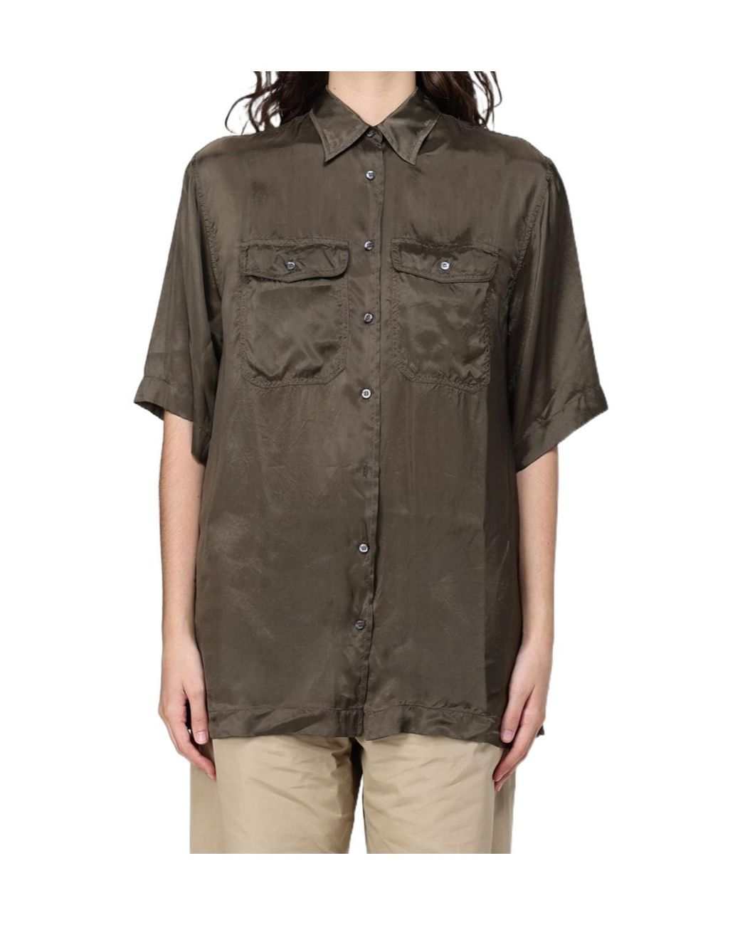 Aspesi Green Button-Down Short-Sleeved Shirt