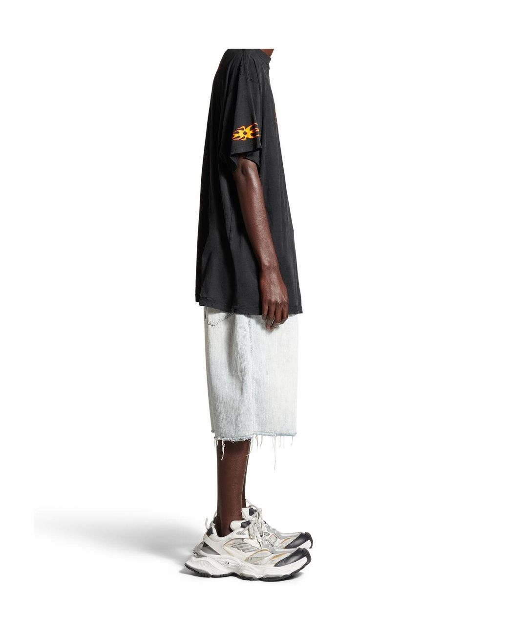 Balenciaga Black Flame Logo Oversized T-Shirt for men