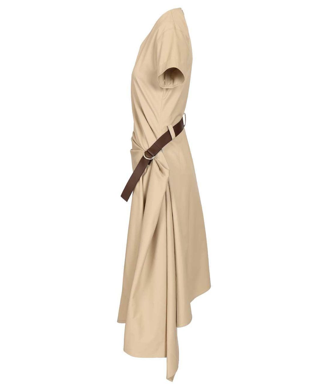 Loewe Natural V-Neck Asymmetric Belted Dress