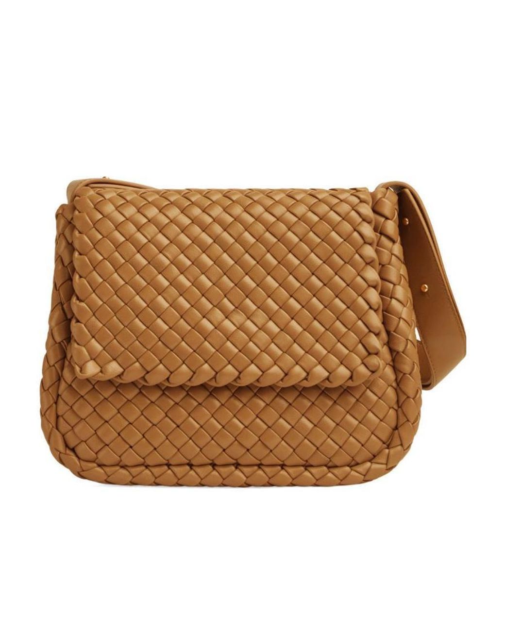 Bottega Veneta Brown Cobble Intrecciato Foldover Top Shoulder Bag