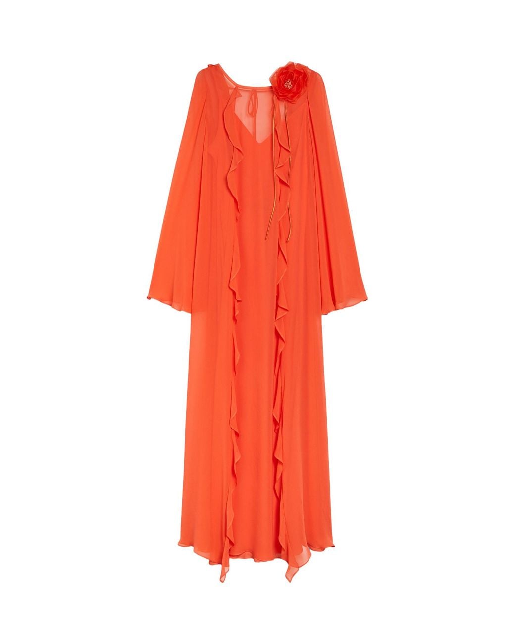 Max Mara Red Georgette Ruffle Dress