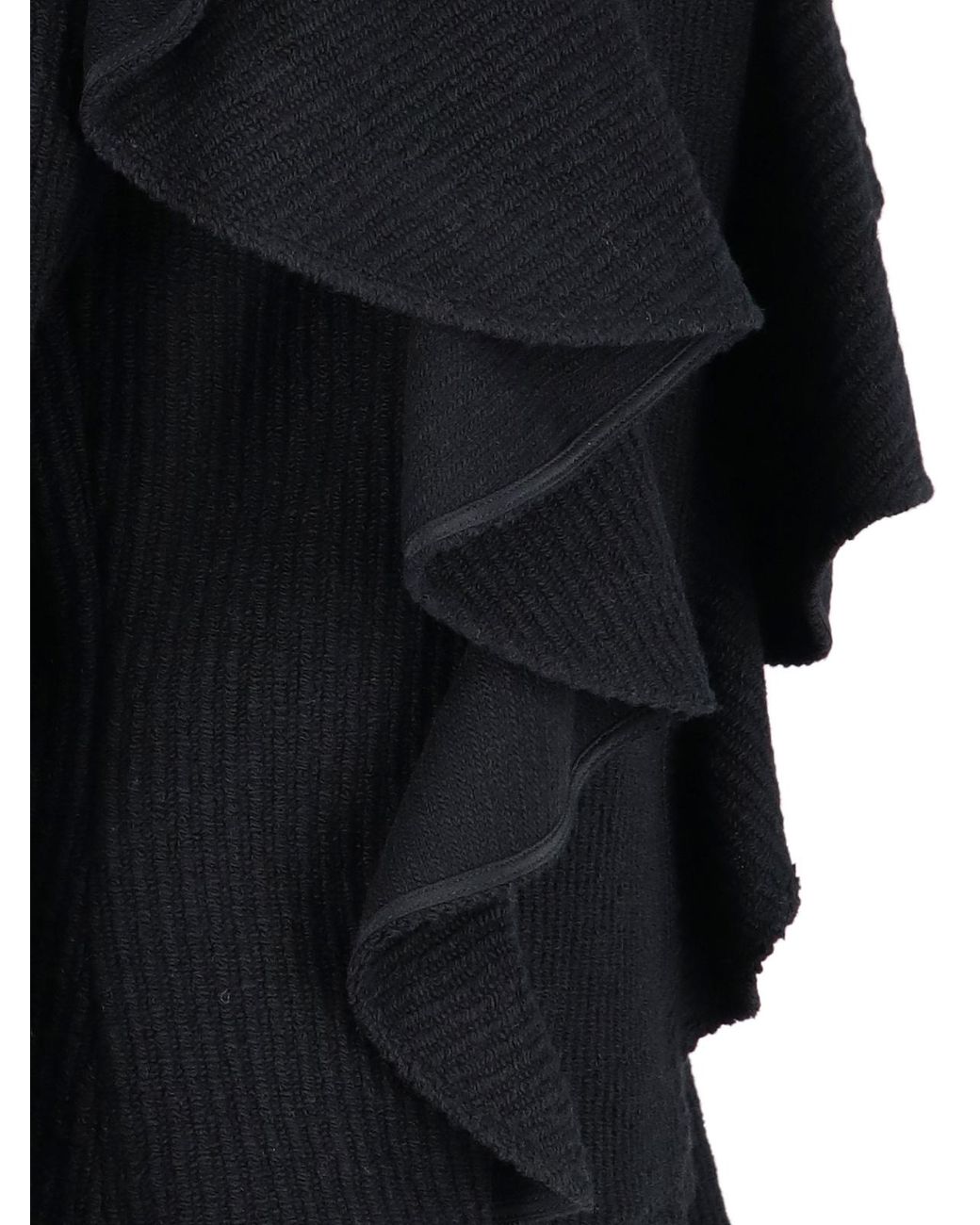Chloé Black Ruffled Turtleneck Wool Sweater