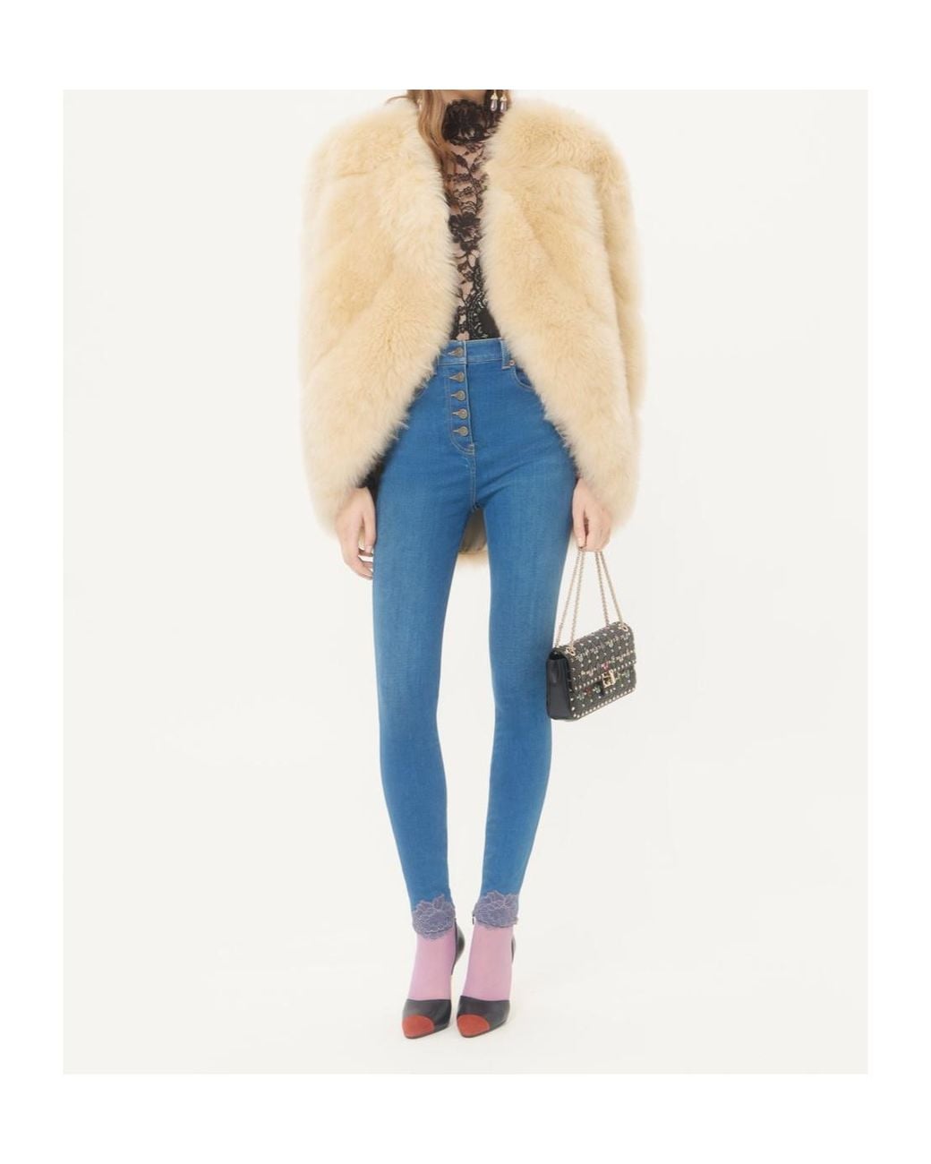Valentino Blue Lace-Knit Bodysuit