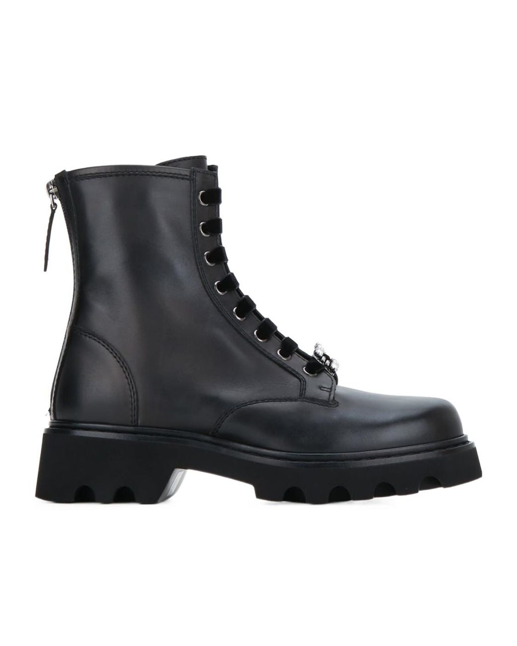 Roger Vivier Black Rear Zipped Chunky Boots