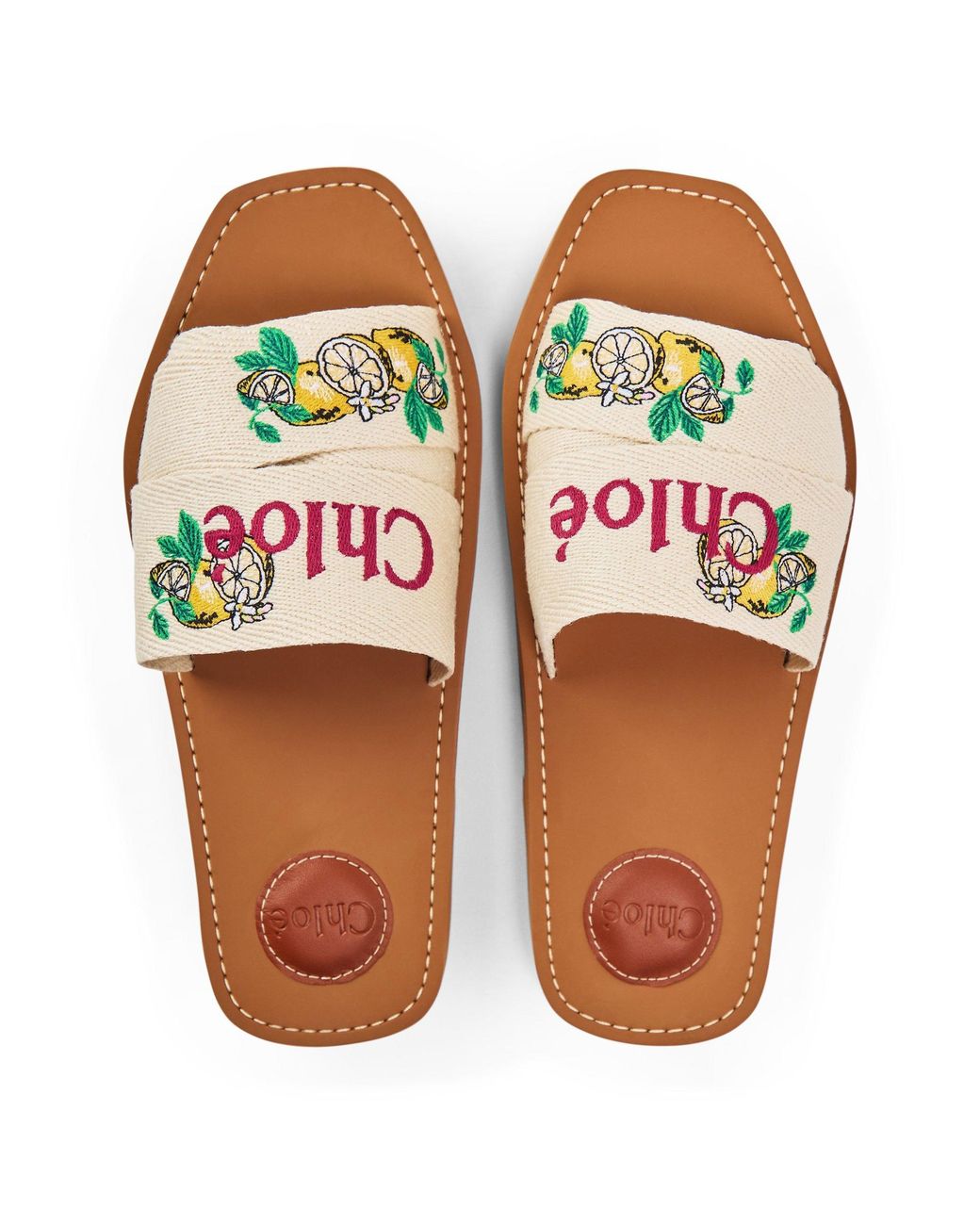 Chloé White Canvas Flat Slippers