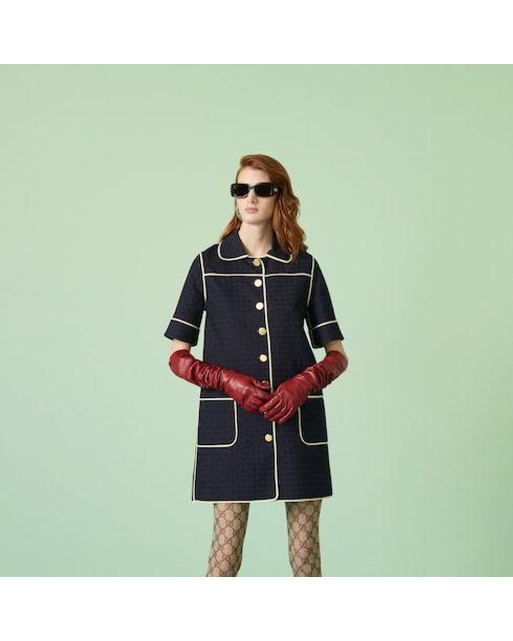 Gucci Blue Horsebit Jacquard Cotton-Blend Minidress