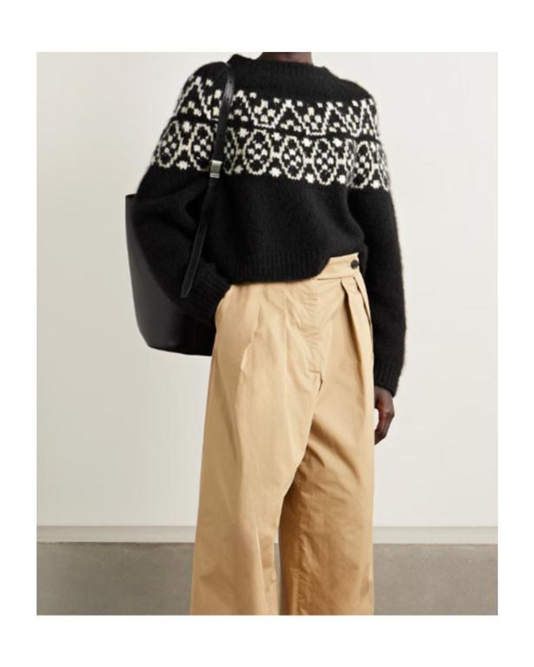 Nili Lotan Black Chrissy Fair Isle Jacquard-Knit Sweater