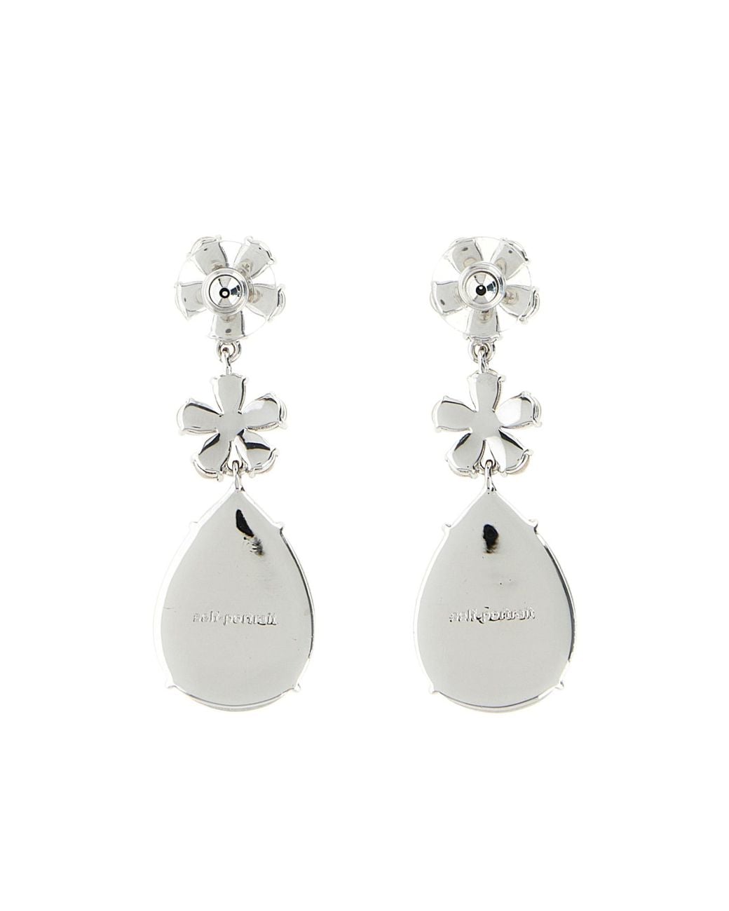 Self-Portrait White Crystal Flower Tiered Earrings