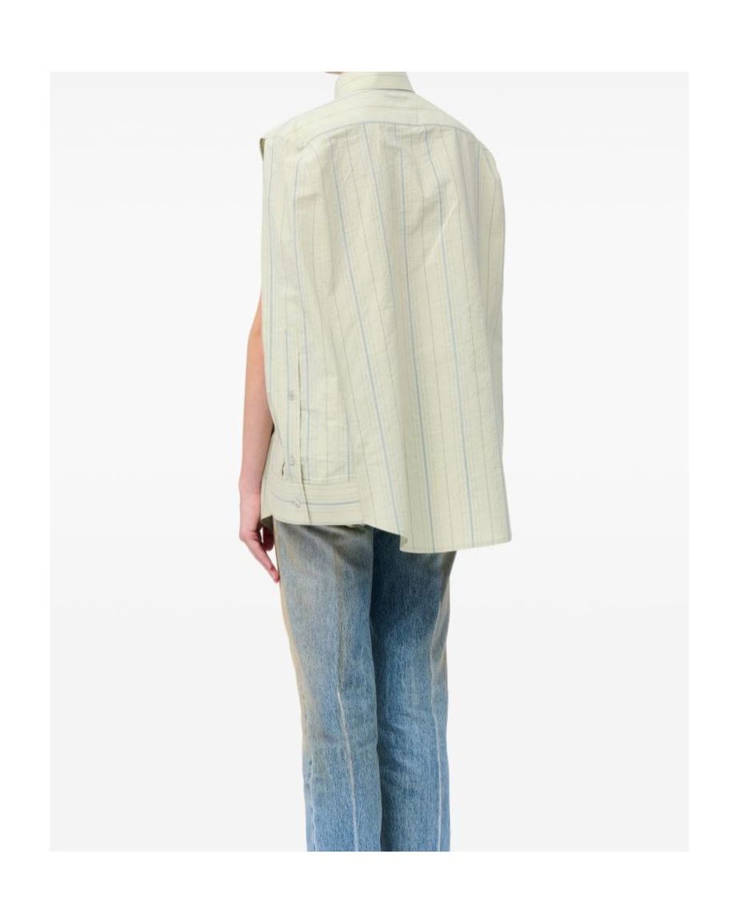 MM6 by Maison Margiela White Striped Signature Sleeveless Shirt