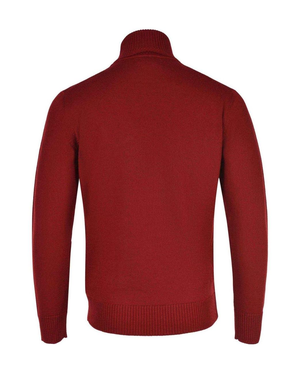 Emporio Armani Red Ribbed High Neck Knitwear for men
