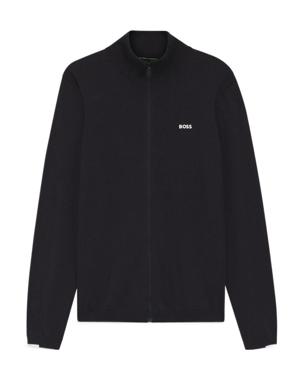 Boss Blue Knitted-Cotton Cardigan With Contrast Logo for men