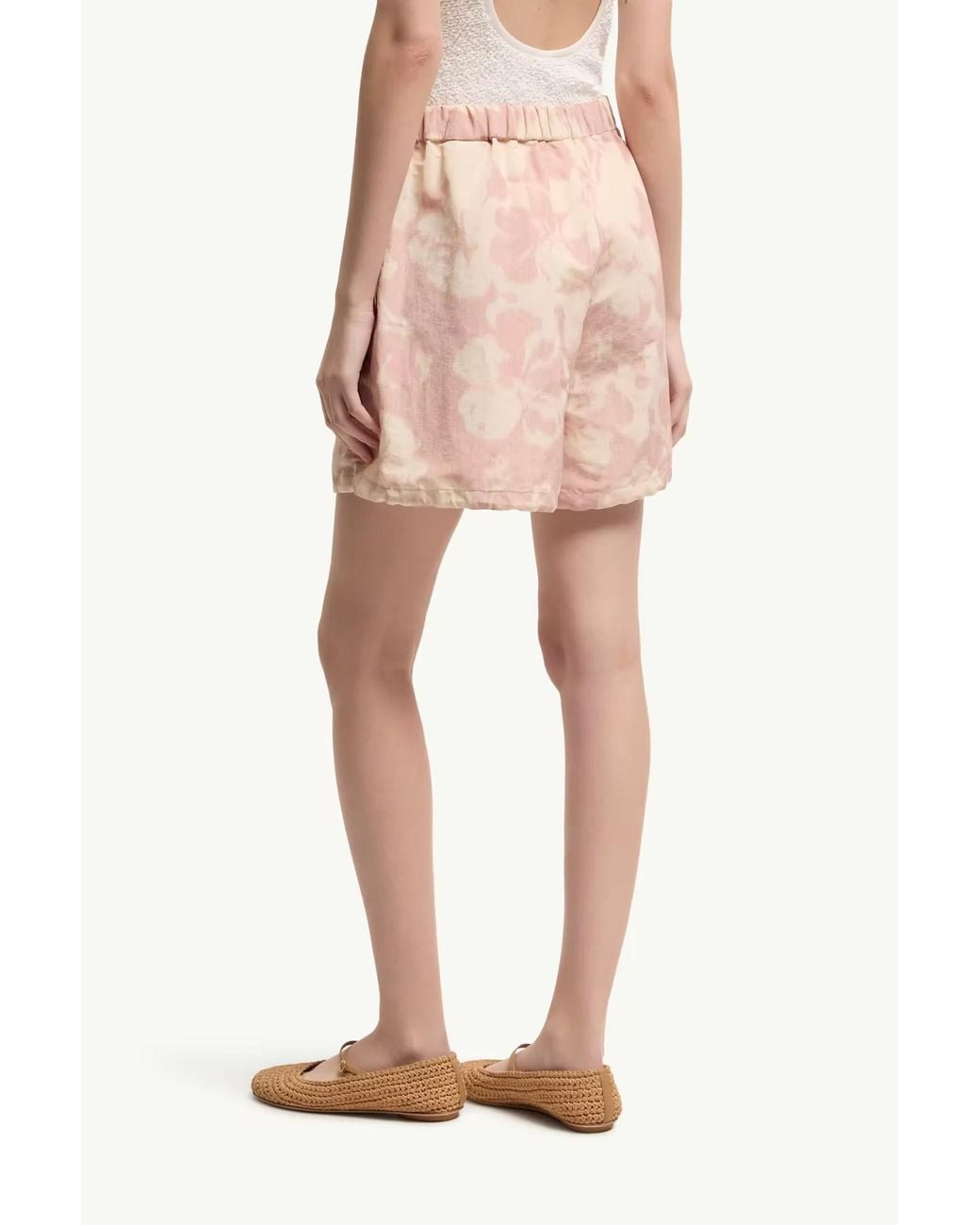 Moncler Pink Floral Printed Drawstring Shorts