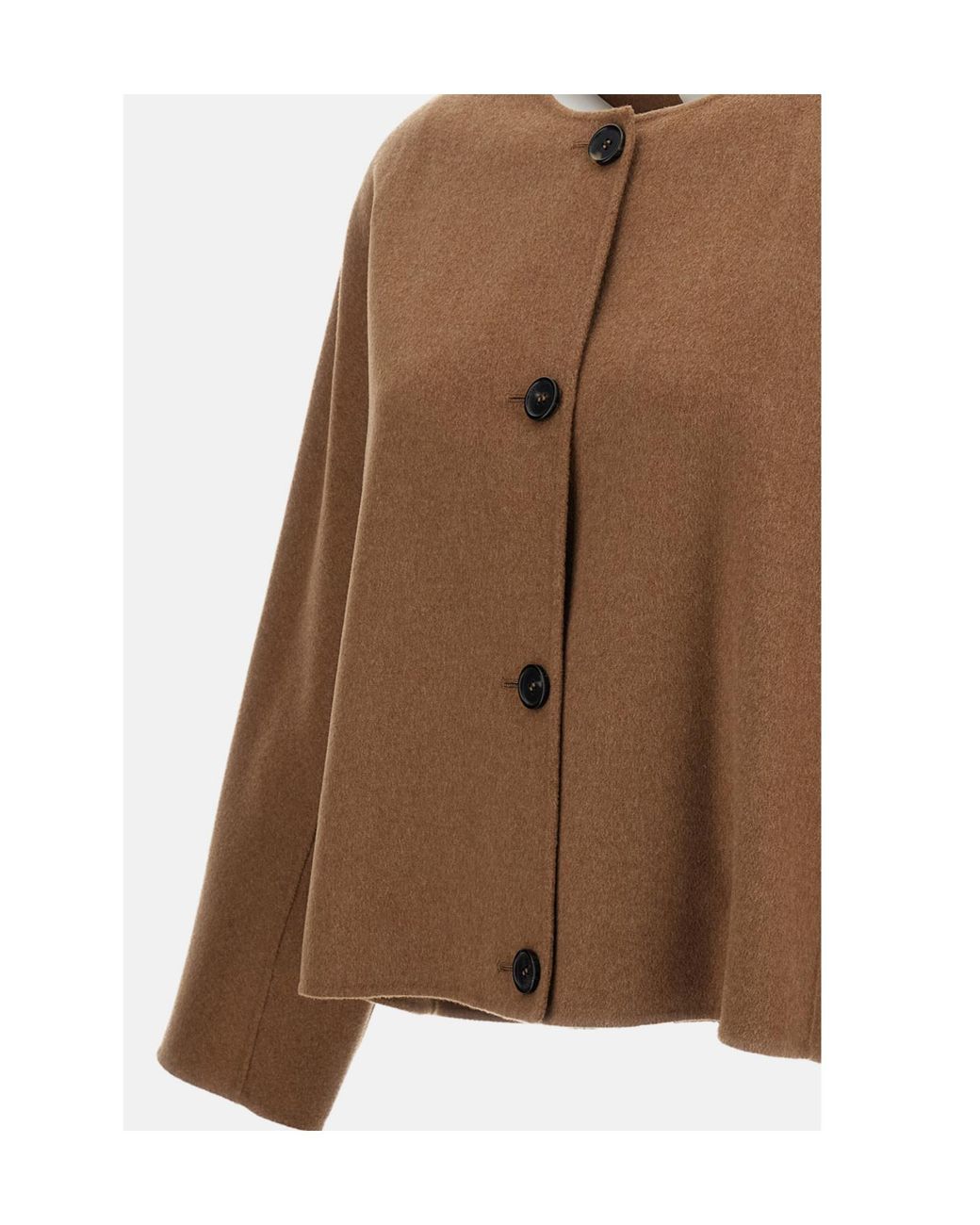 Max Mara Brown 'S Round Neck Buttoned Jacket