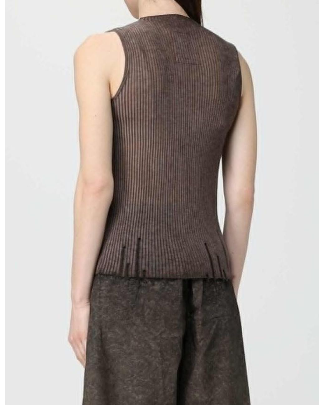 Uma Wang Brown Short-Sleeved Knitted Cardigan