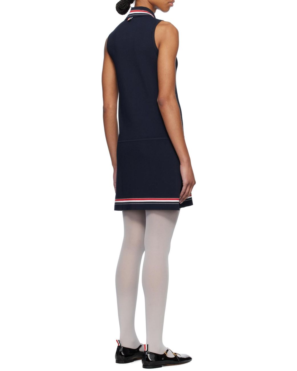 Thom Browne Blue Pleated Sleeveless Dress