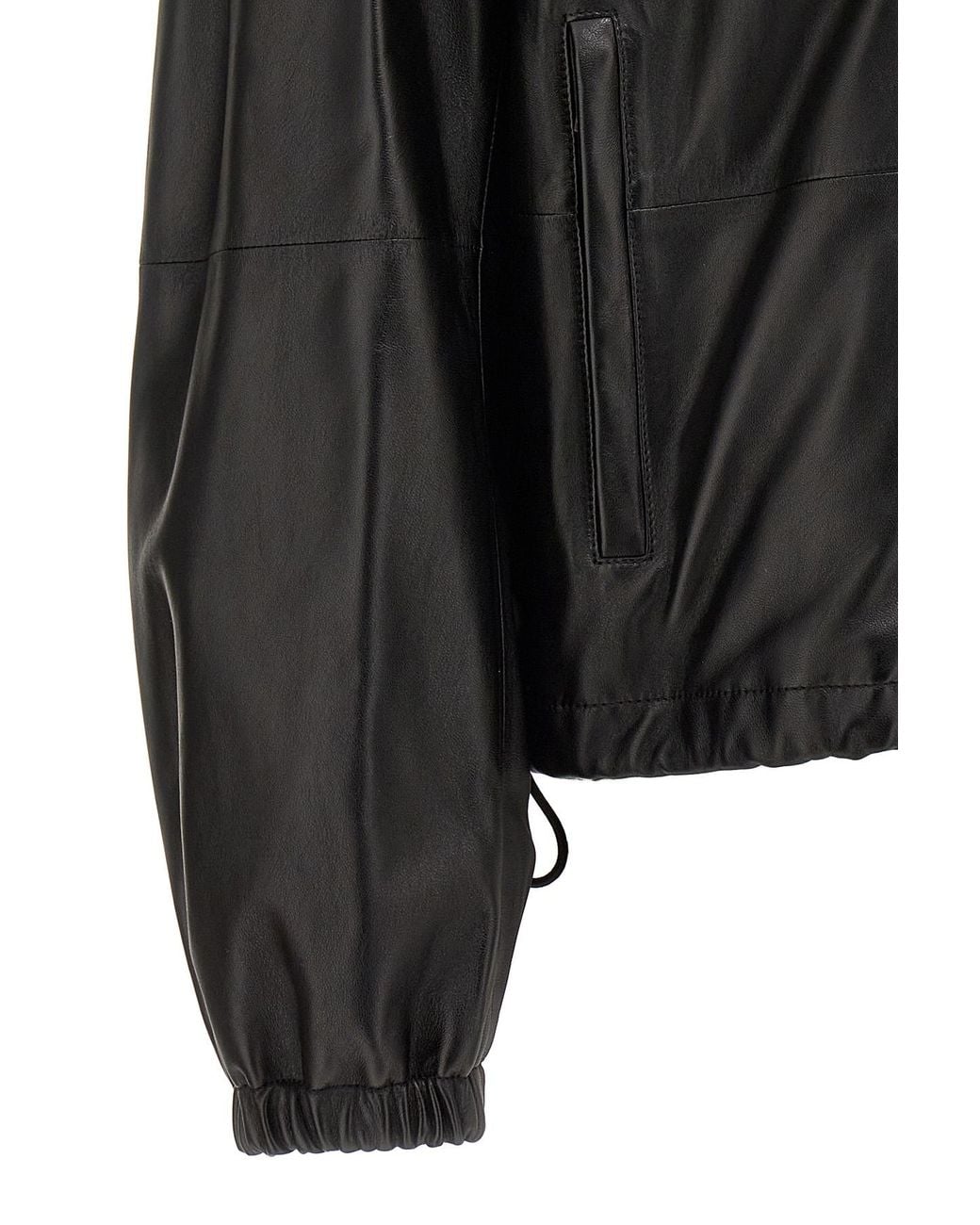Loewe Black Hooded Zipped Leather Jacket for men