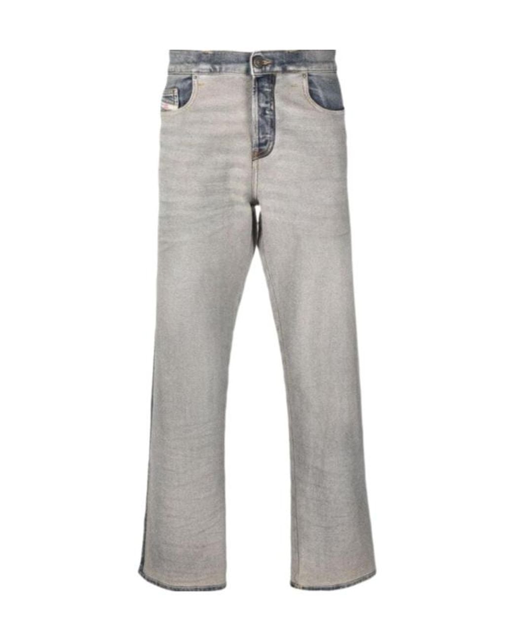 DIESEL Gray D-Viker Logo Patch Straight-Leg Jeans for men