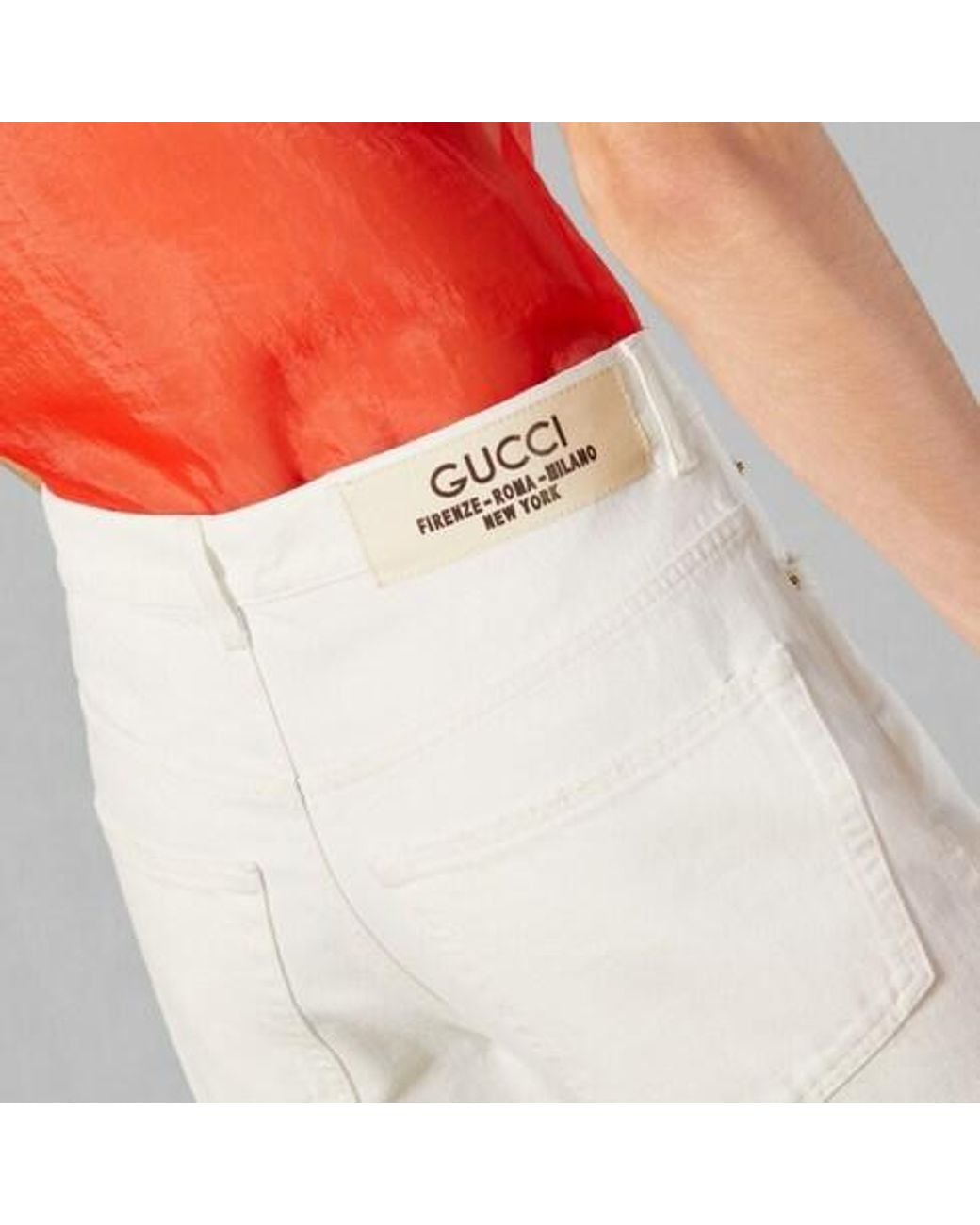 Gucci White Raw Cut Hem Denim Jeans for men