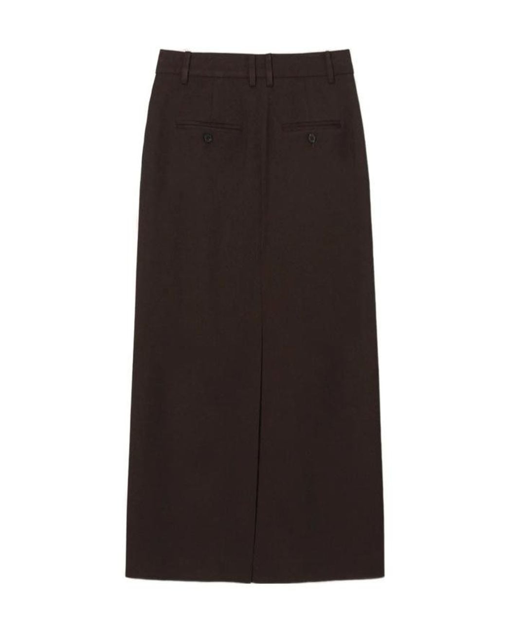 DUNST Brown Pinstripe Column Midi Skirt