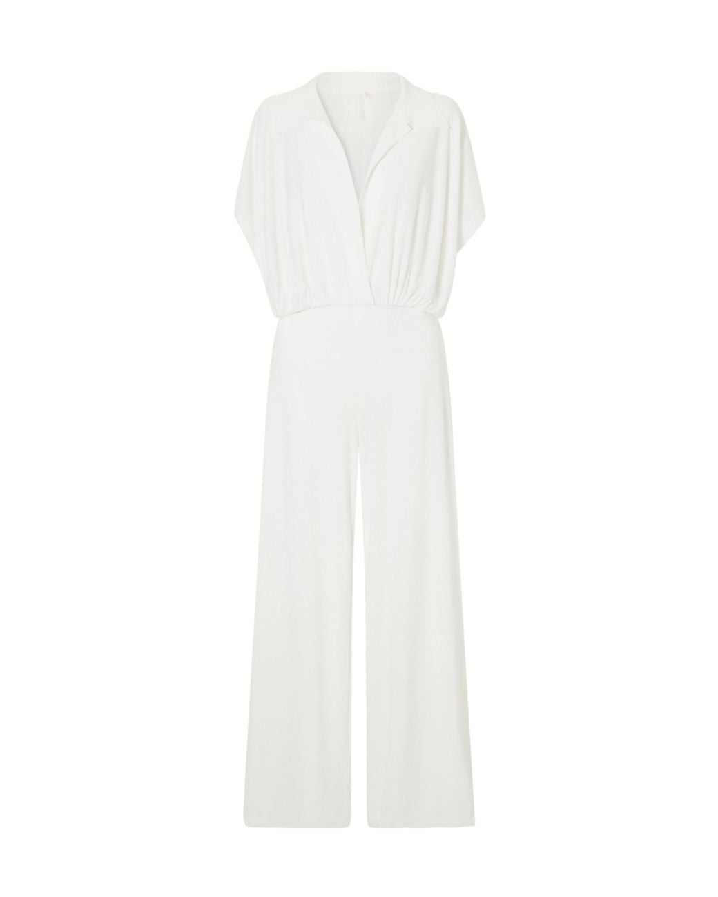 Norma Kamali White Draped Jersey Jumpsuit