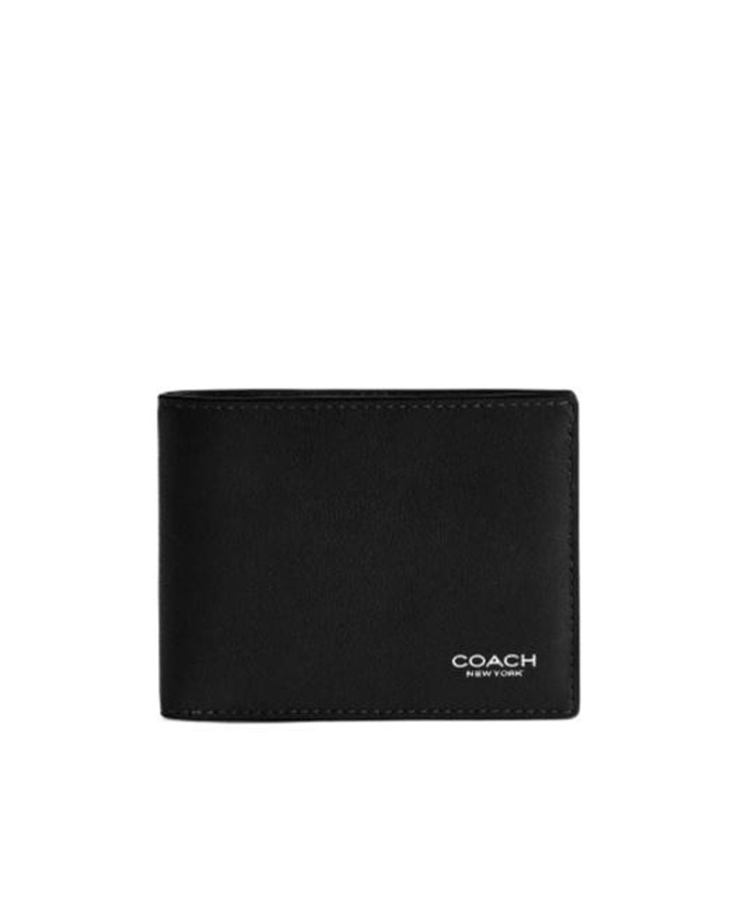 COACH Black Bi-Fold Leather Wallet for men