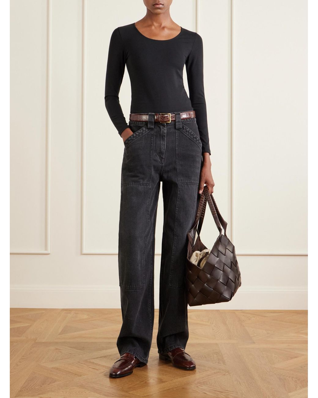 Dragon Diffusion Black Woven Leather Shoulder Bag