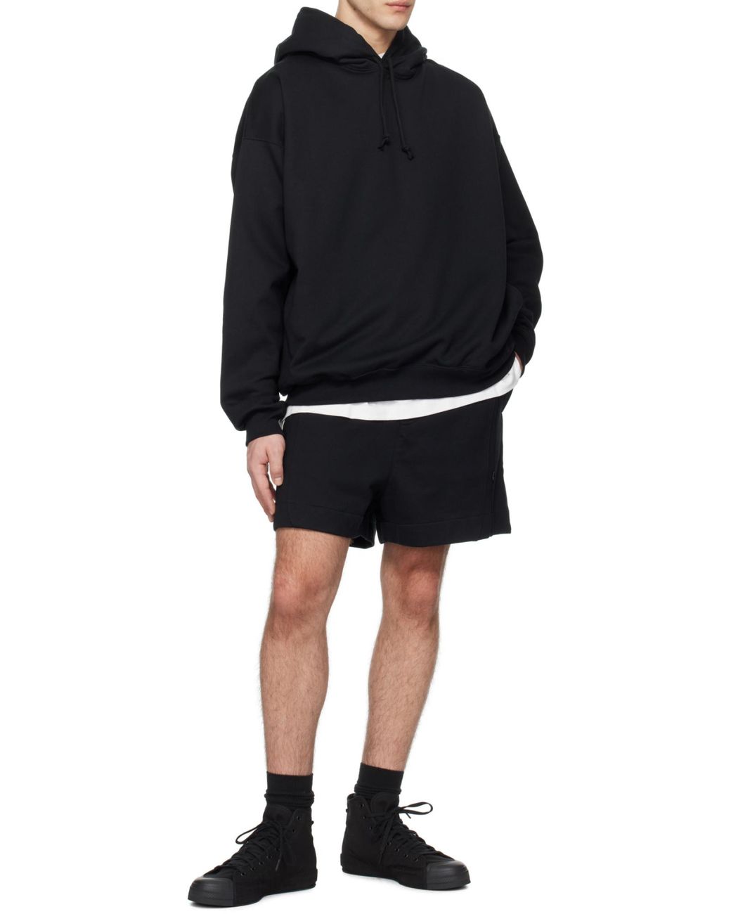 Y-3 Blue Maxi Logo Printed Drawstring Hoodie for men