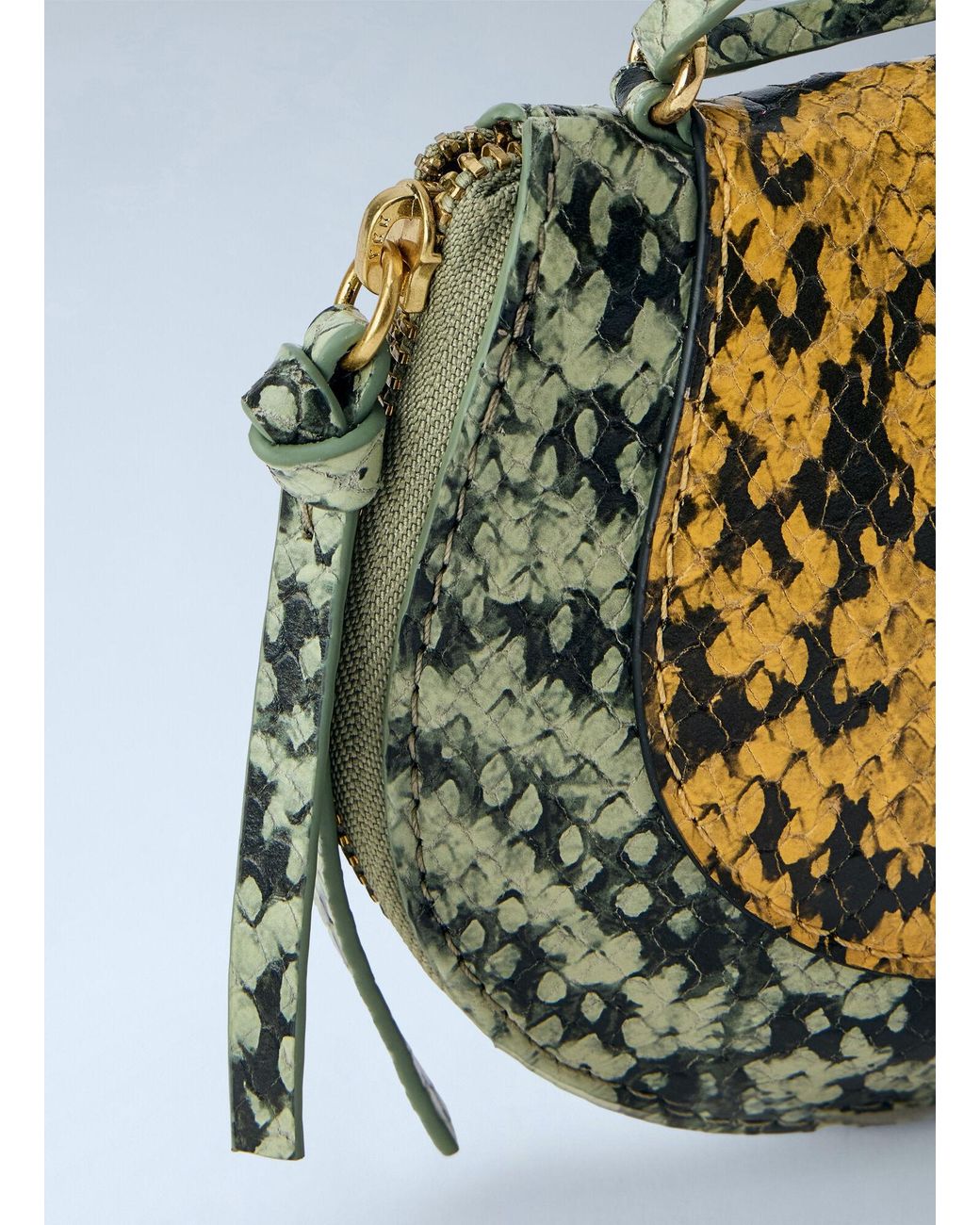 Dries Van Noten Green Embossed Leather Crossbody Bag