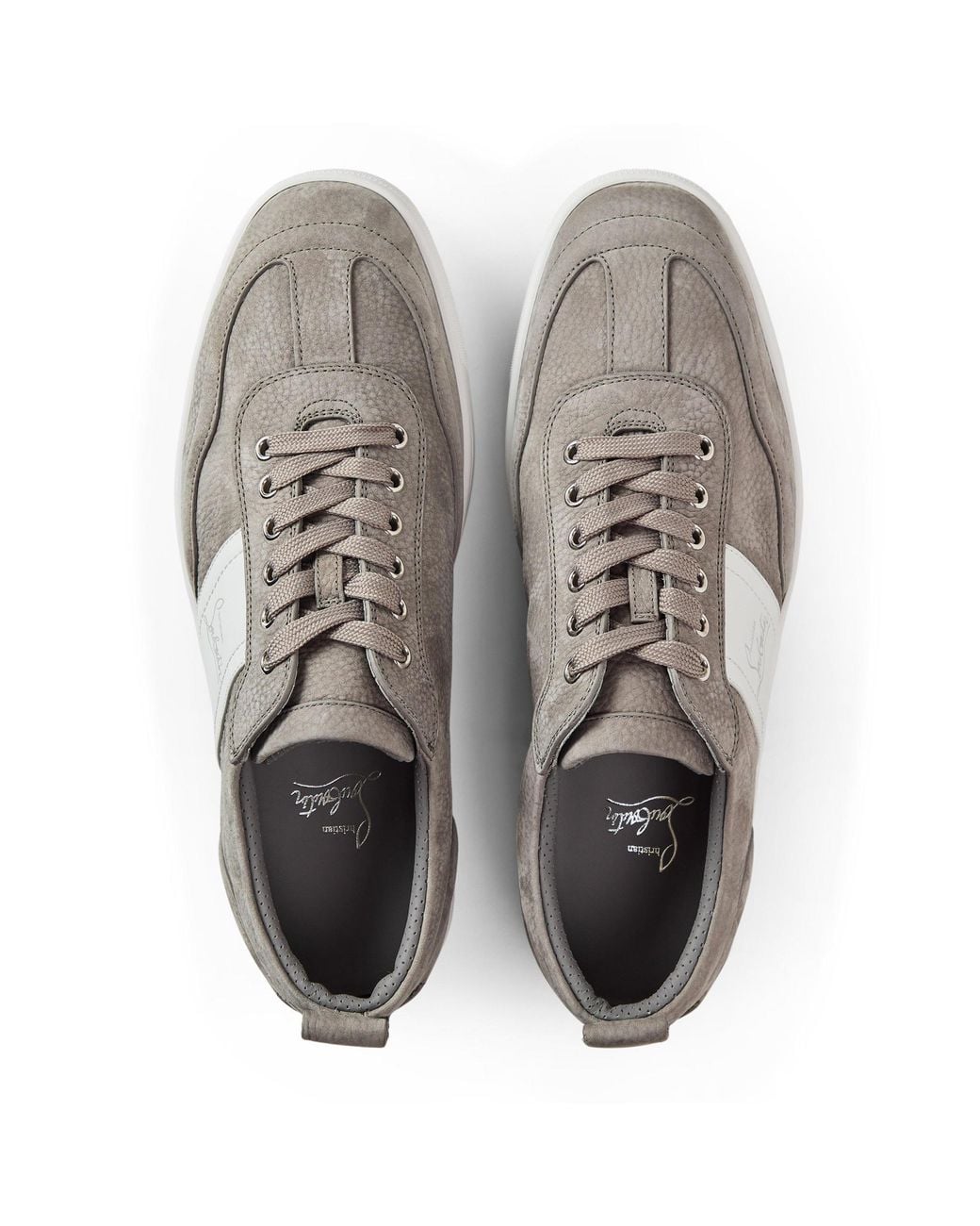 Christian Louboutin Gray Color Blocked Low Top Trainers for men