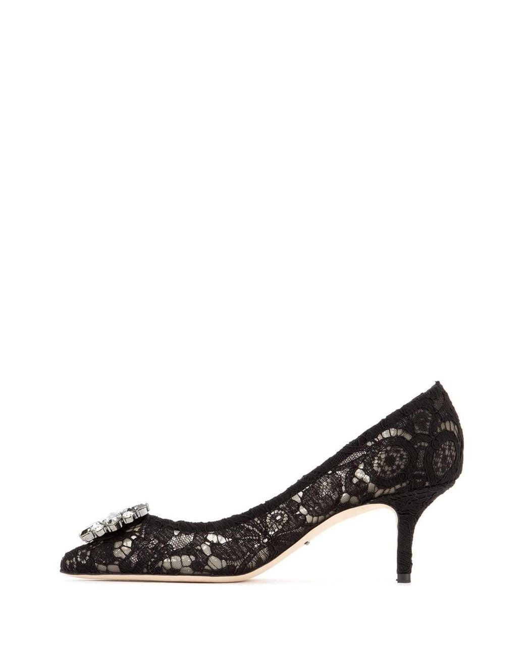Dolce & Gabbana Black Bellucci Lace Embellished Pumps