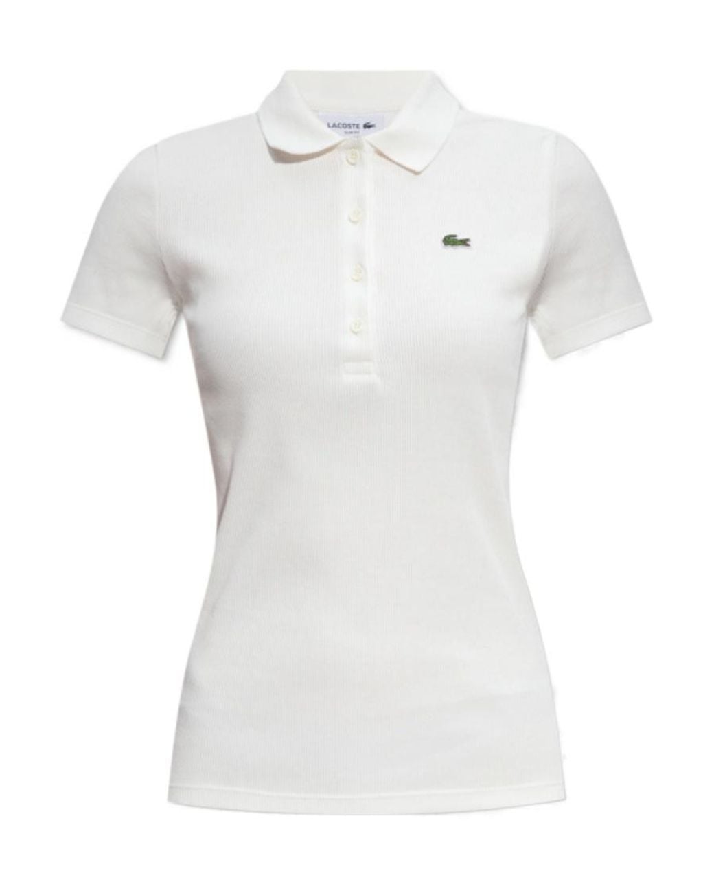 Lacoste White Slim Ribbed Polo Shirt