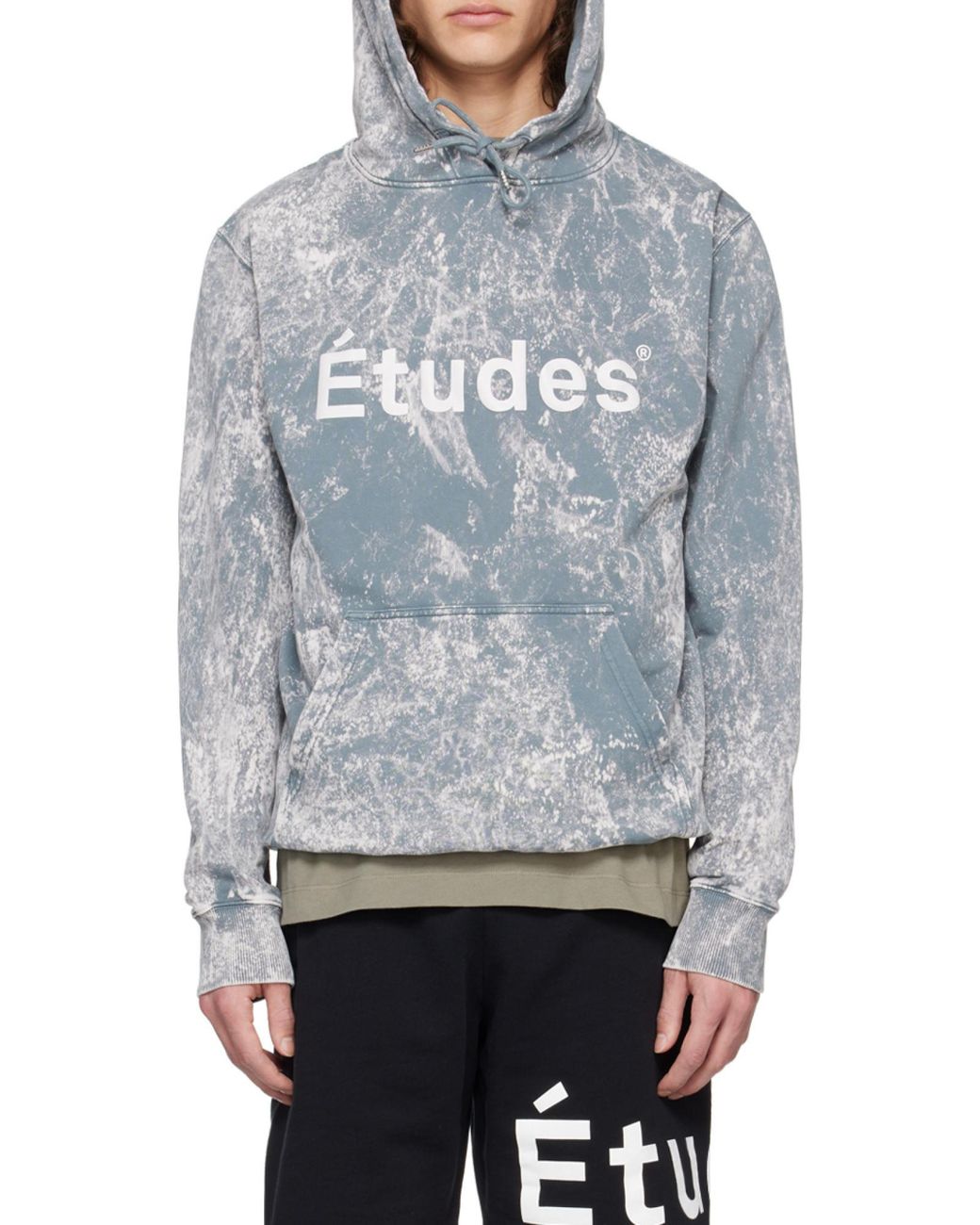 Etudes Studio Gray Logo Print Hooded Sweater for men