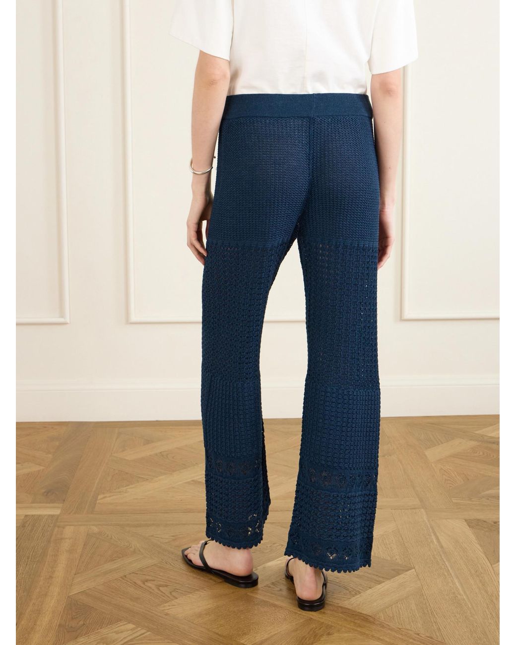 Eres Blue Crocheted Straight-Leg Pants
