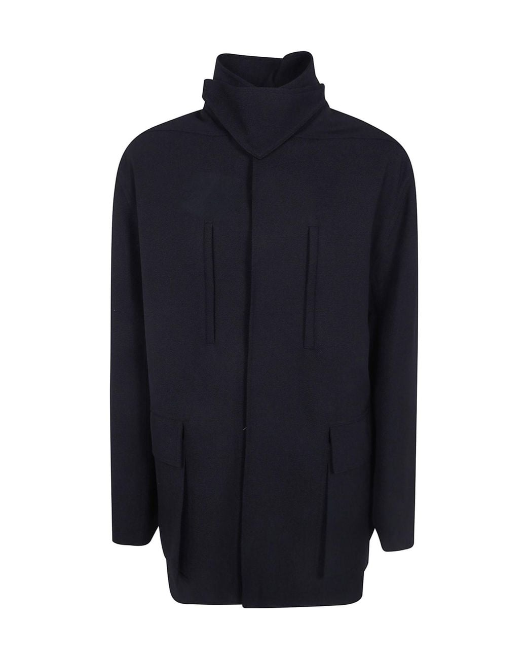 Rick Owens Blue Fw26 Tower Runway Collared Mac for men