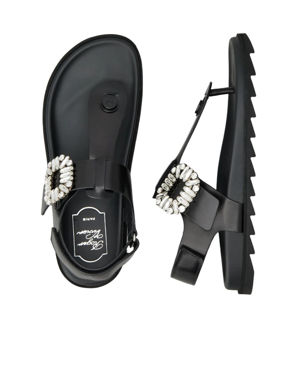Roger Vivier Black Slidy Viv' Thong Sandals
